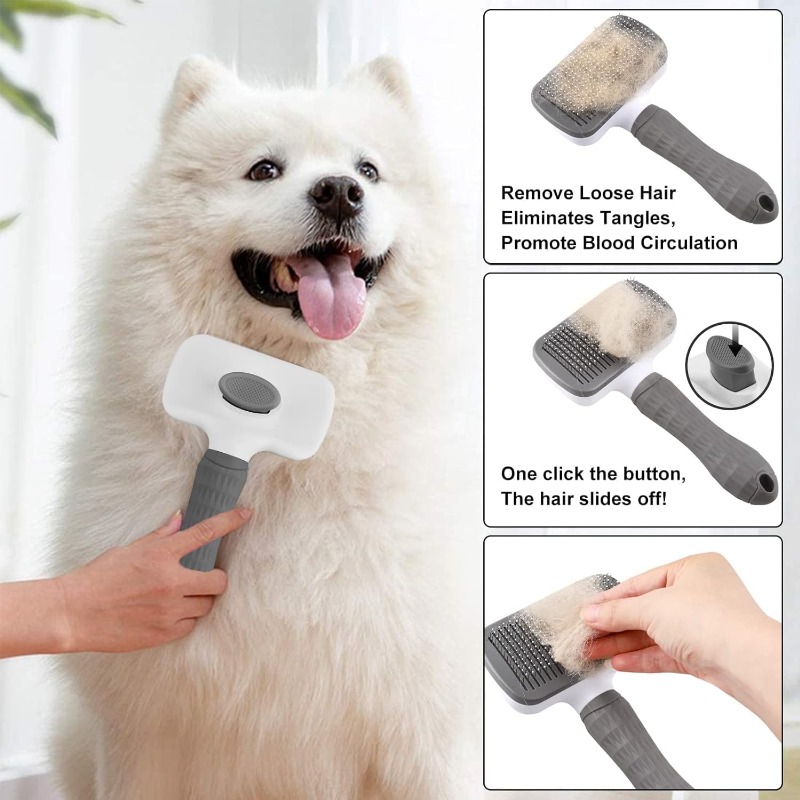 Slicker Brush Self Cleaning Pet Grooming - Самоочищающаяся расческа для удаления шерсти домашних