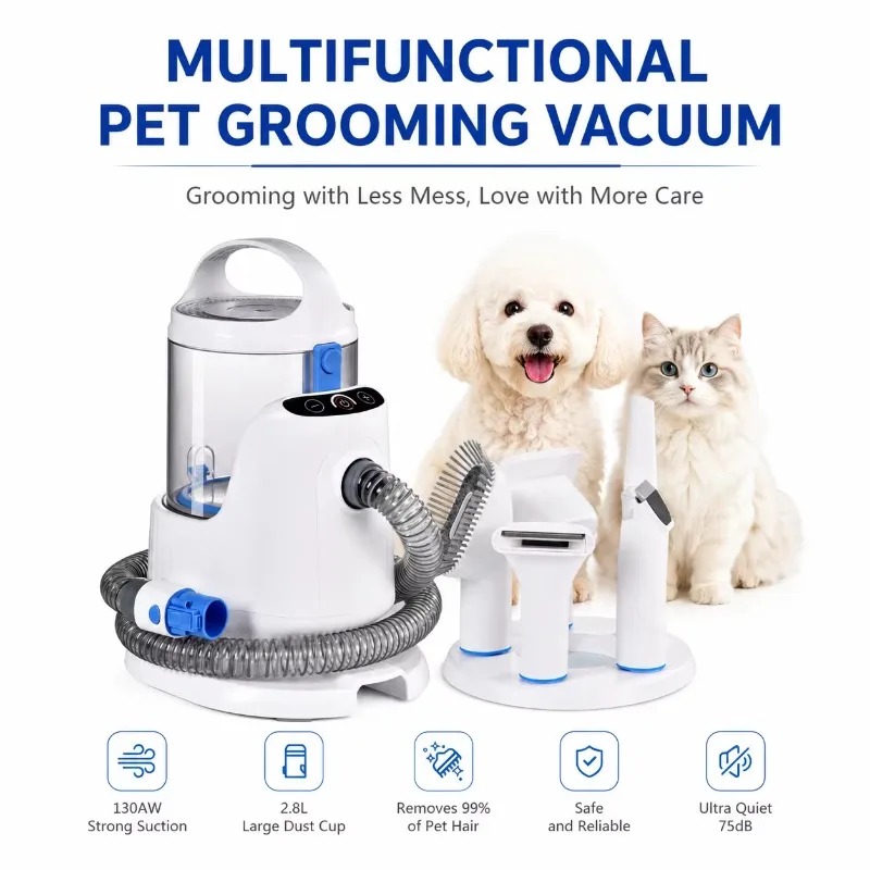 Pet Grooming Vacuum Suction Kit 5 In 1 - Профессиональный набор для груминга животных 5-в-1