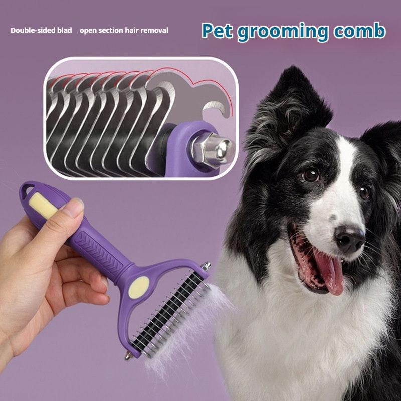 Undercoat Rake Dematting Tool Dog Shedding - Двусторонняя расческа-грабли для вычесывания шерсти домашних